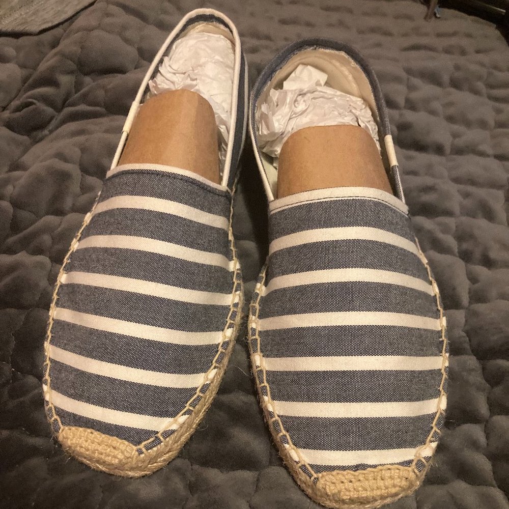 Soludos Espadrilles - Men's Original Classic Stripe - Light Navy White - Size 8